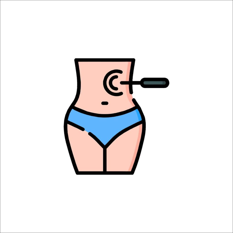 A woman's stomach with a needle in it vector