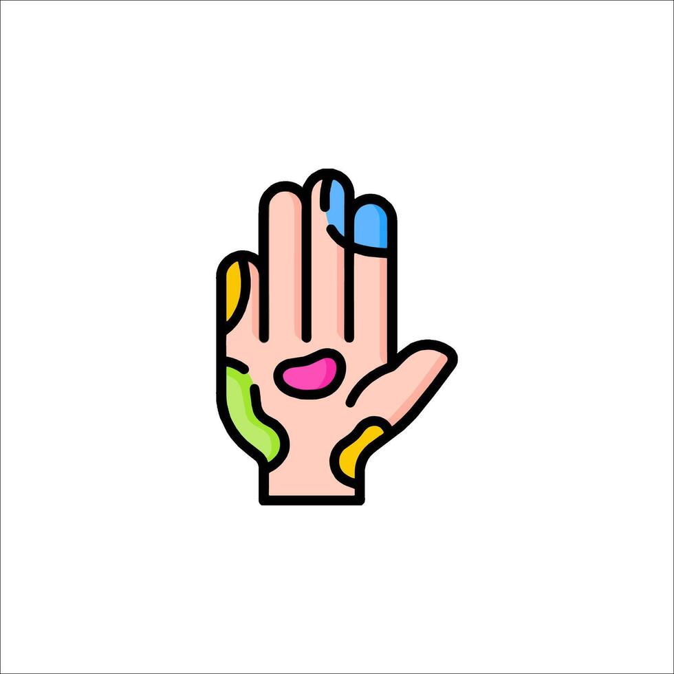 A hand with a colorful hand painted on it vector