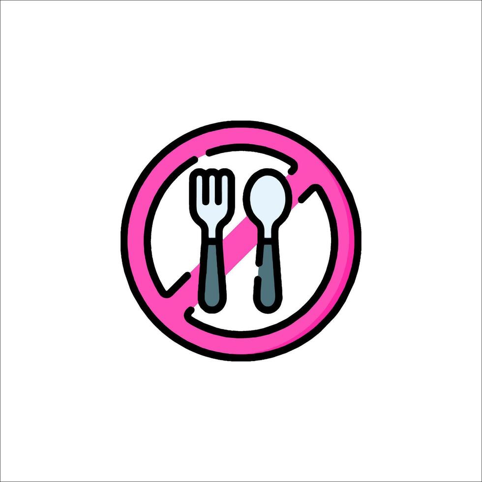 No fork and spoon icon in a pink circle vector