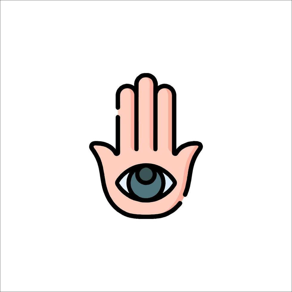 A hand with an eye on it, with a hamsa symbol vector