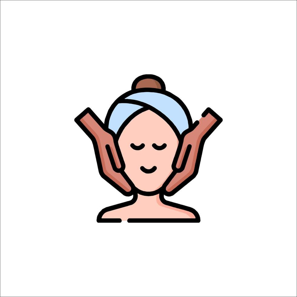 A woman getting a facial in a spa icon vector