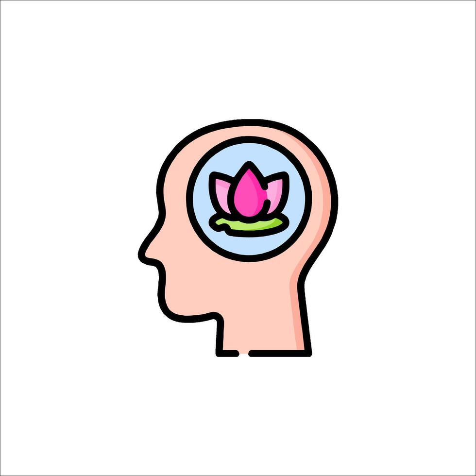 A pink flower in the head of a person vector