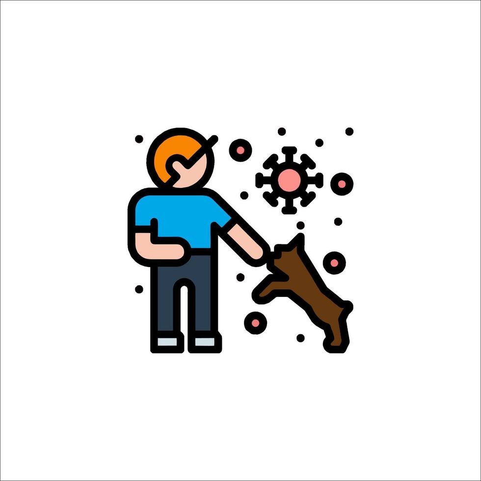 A man is holding a dog and a dog is standing next to him vector