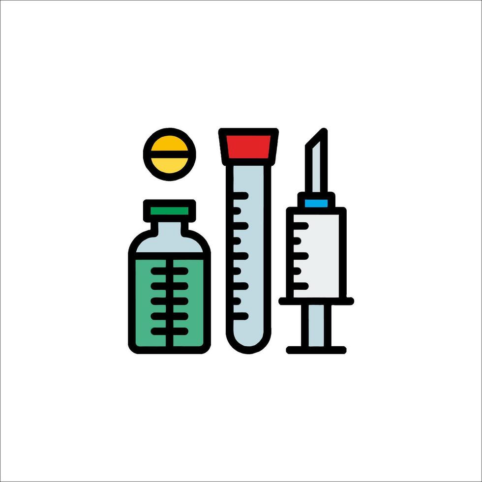A medical syringe, a glass vial and a syringe vector