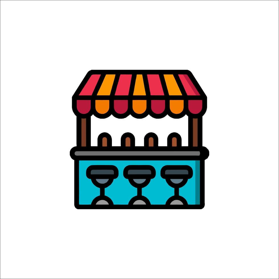 A bar with a canopy and a sign on it vector