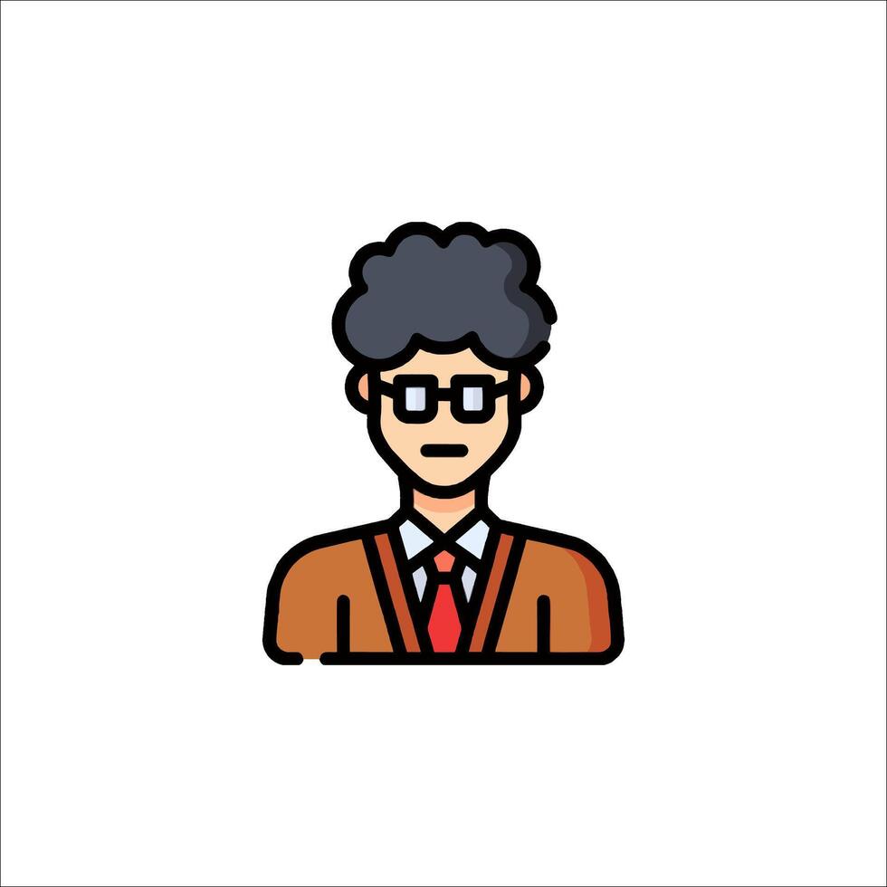 A man with glasses and a tie is shown in a flat style vector