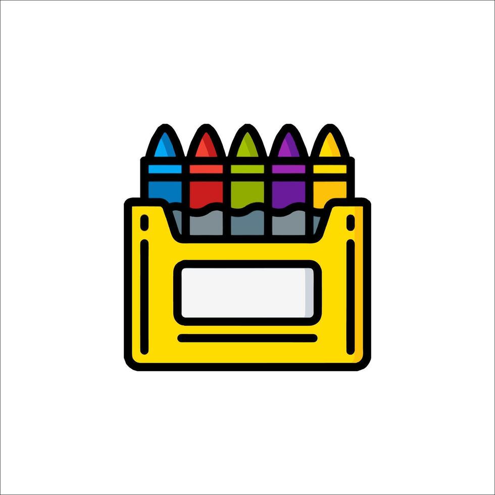 Crayons in a box icon illustration vector