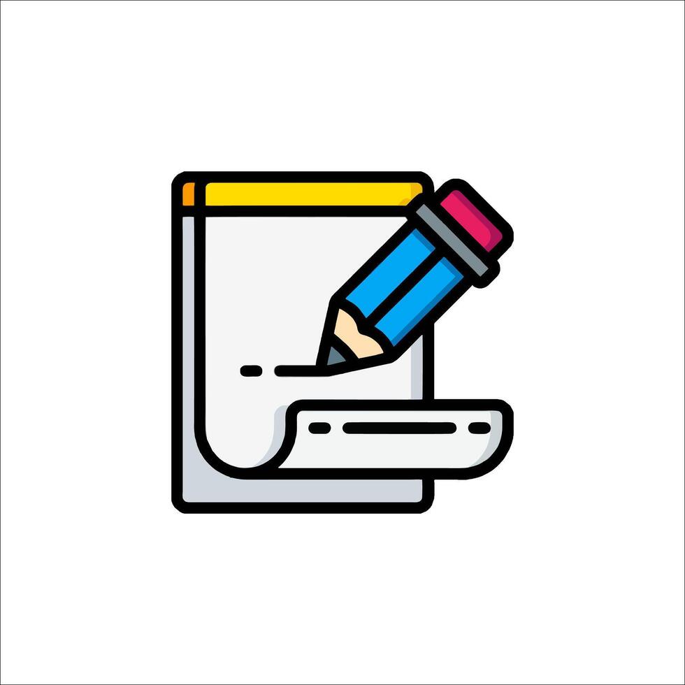 A pencil and paper icon on a white background vector
