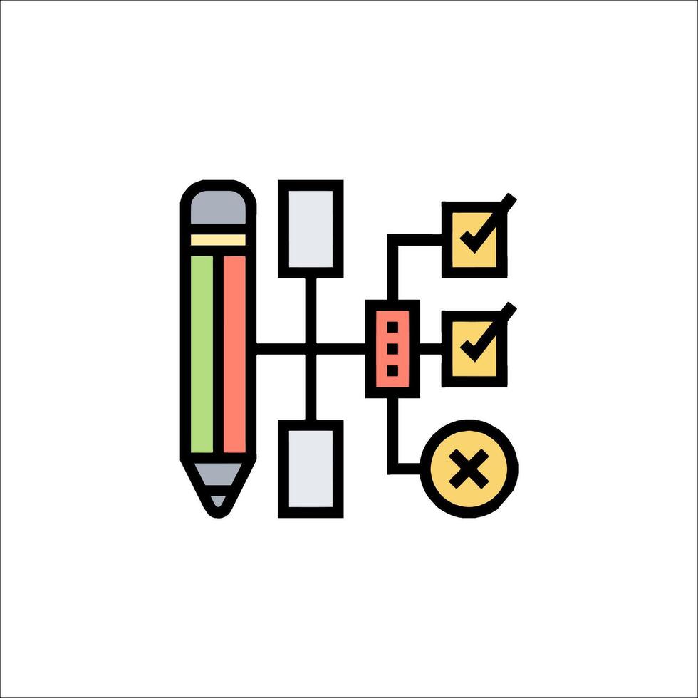 A pencil and a check mark icon vector