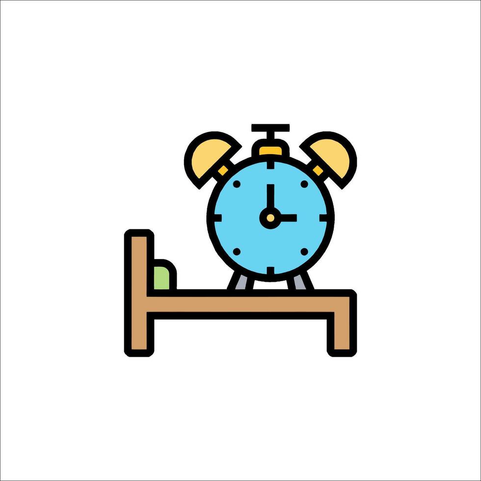 An alarm clock on a bed with a white background vector