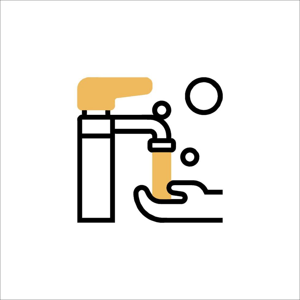 A hand washing a faucet with soap and water vector