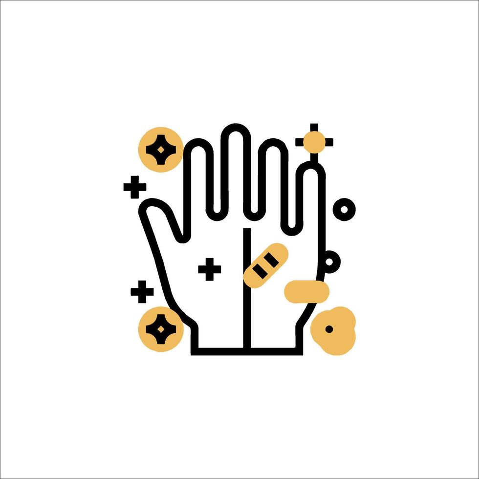 Illustration of a hand with pills and other items vector