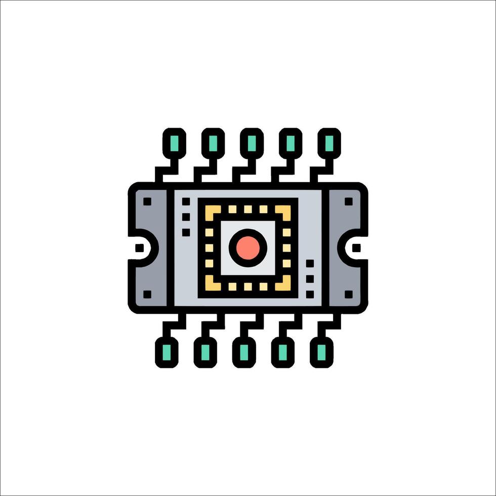 A circuit board with a red dot on it vector