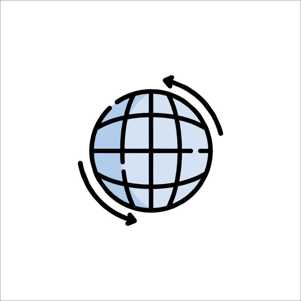 A globe with arrows pointing to it vector
