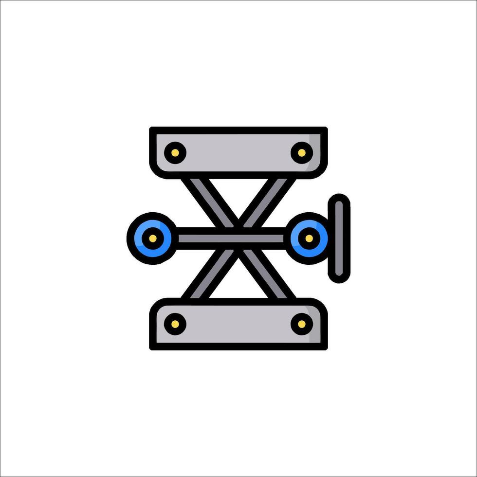 A blue and white icon of a crane vector