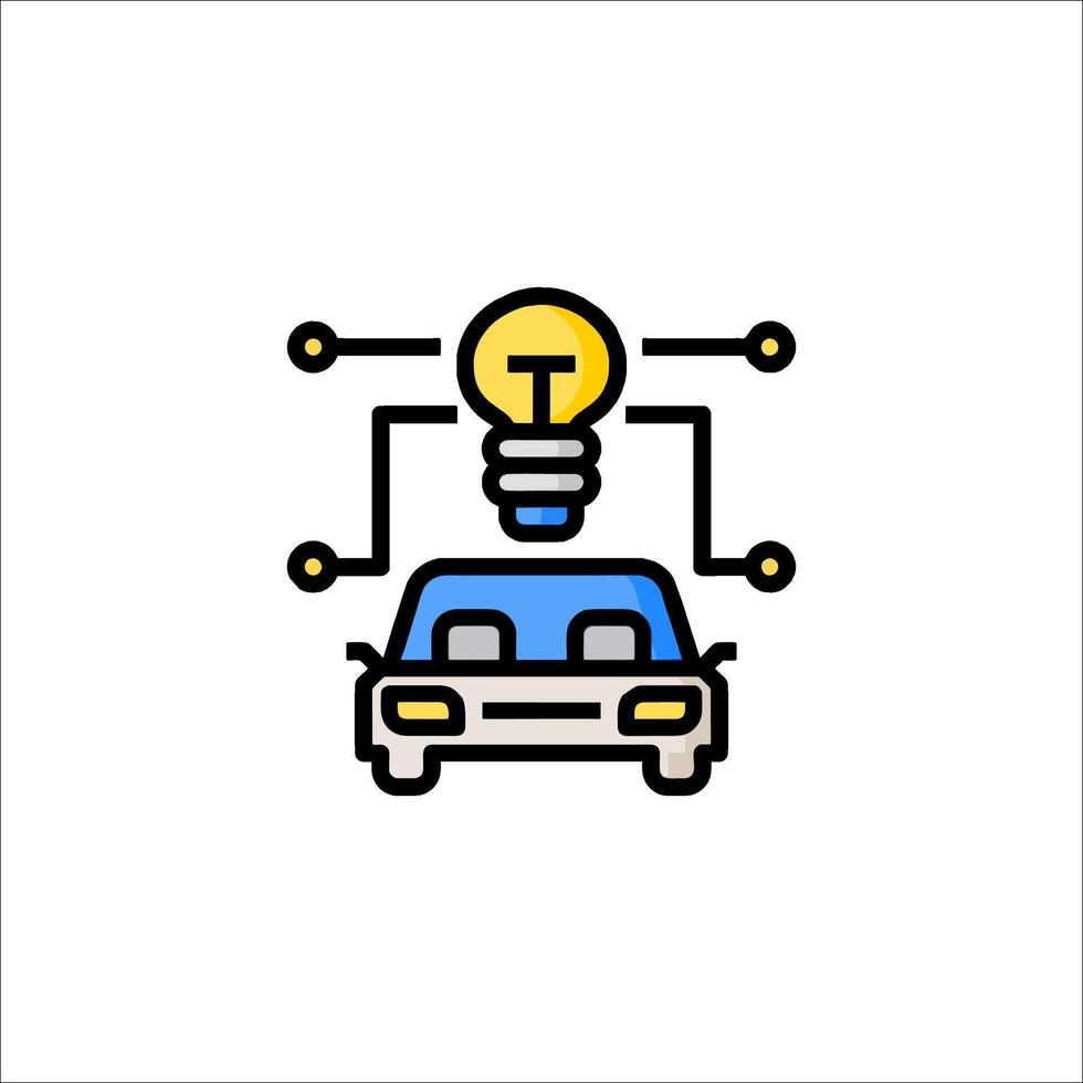 A car with a light bulb on top of it vector