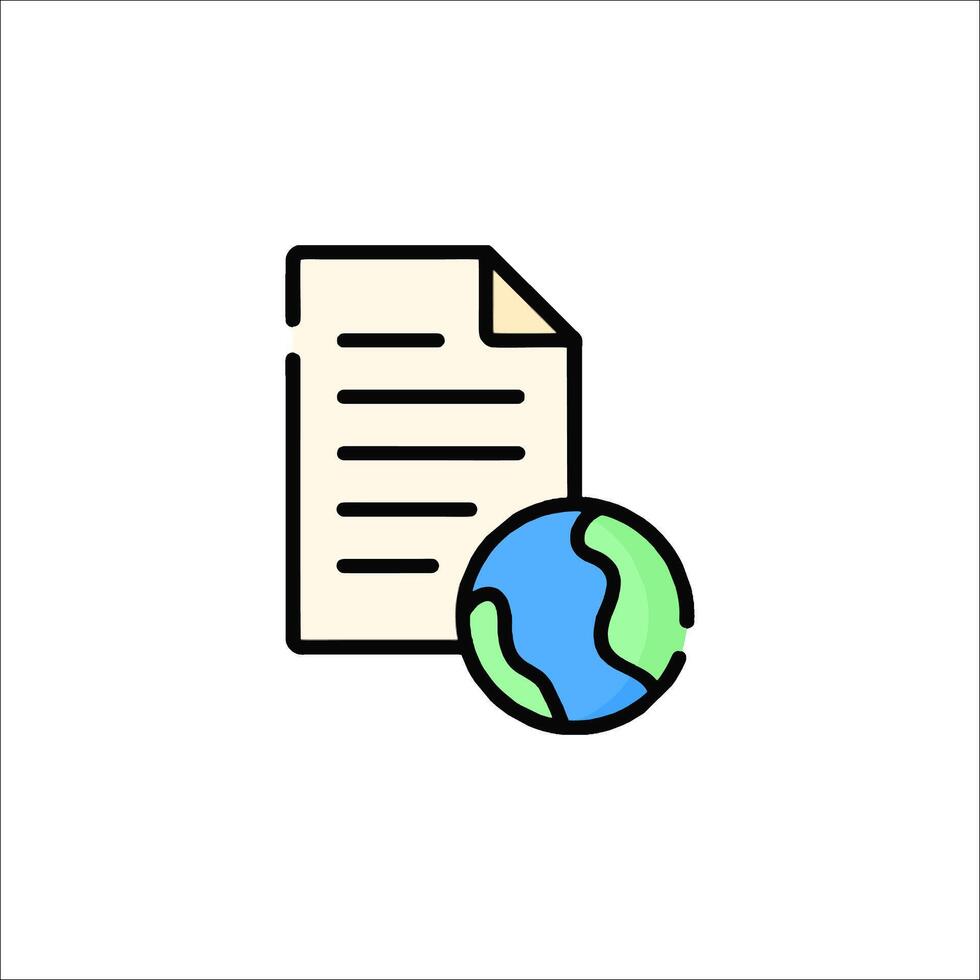 A document and a globe icon vector