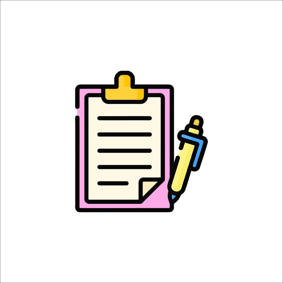 Clipboard with pen and paper icon vector