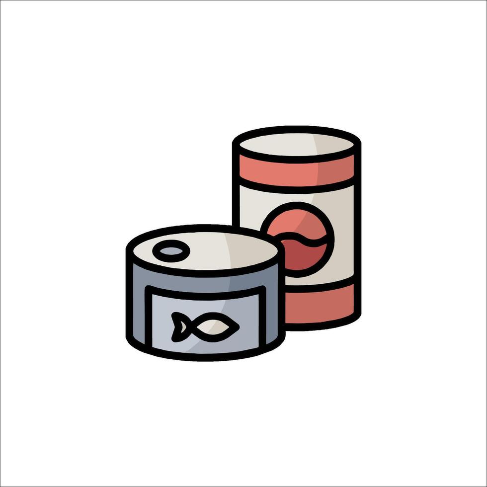 Can of tuna and can of tuna can icon illustration vector