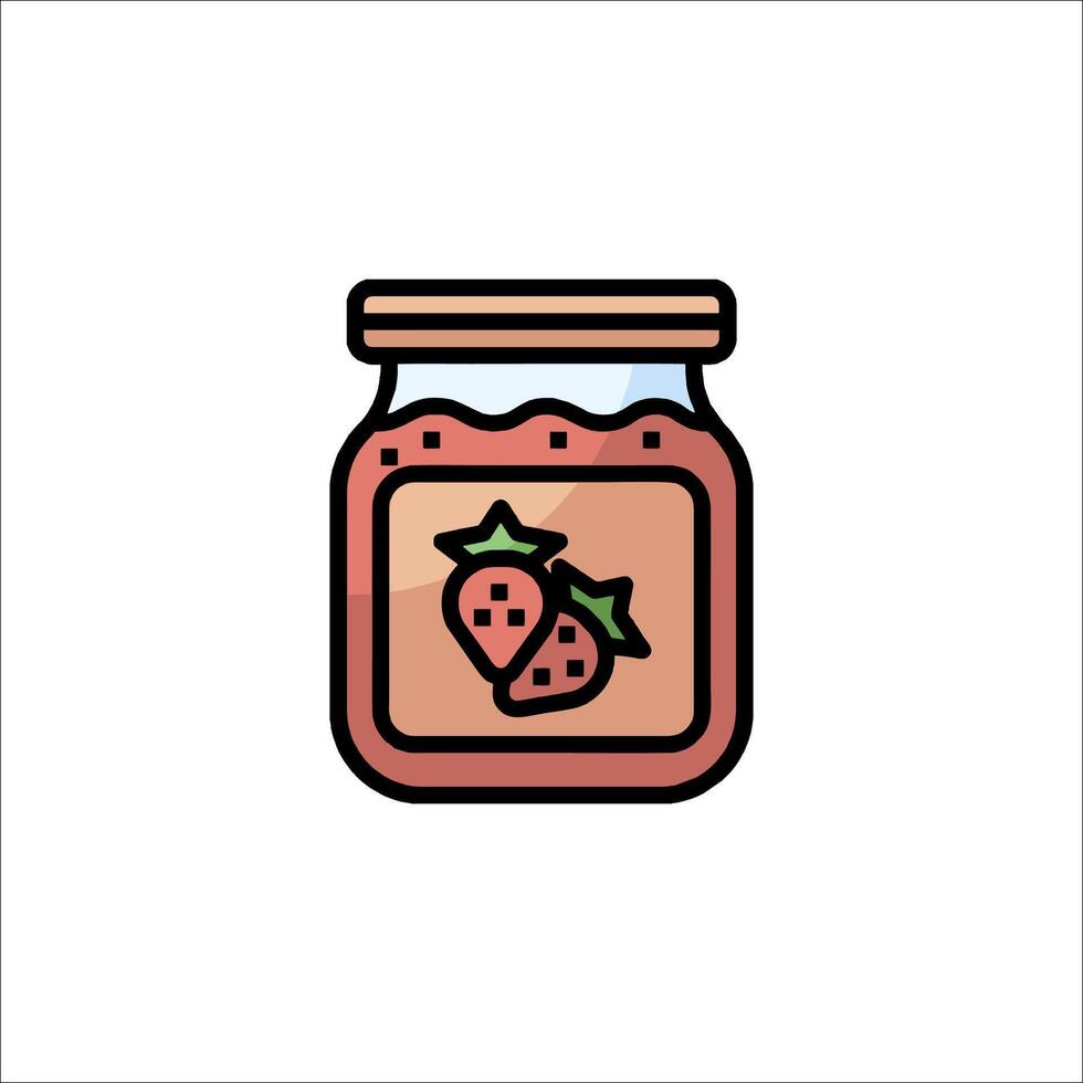 A jar of strawberry jam with a strawberry on top vector
