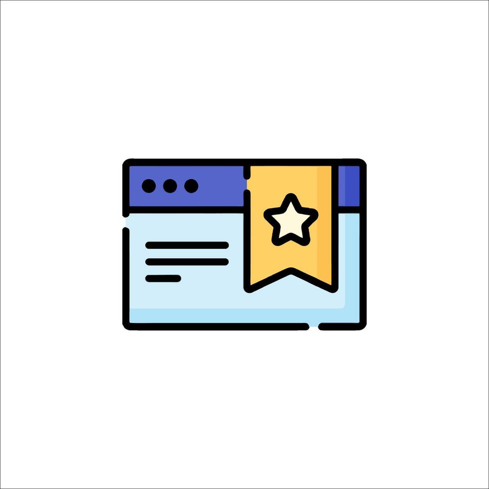 A star icon with a ribbon on top of a computer vector