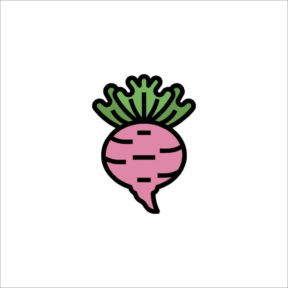 A beet is shown in a simple line drawing vector