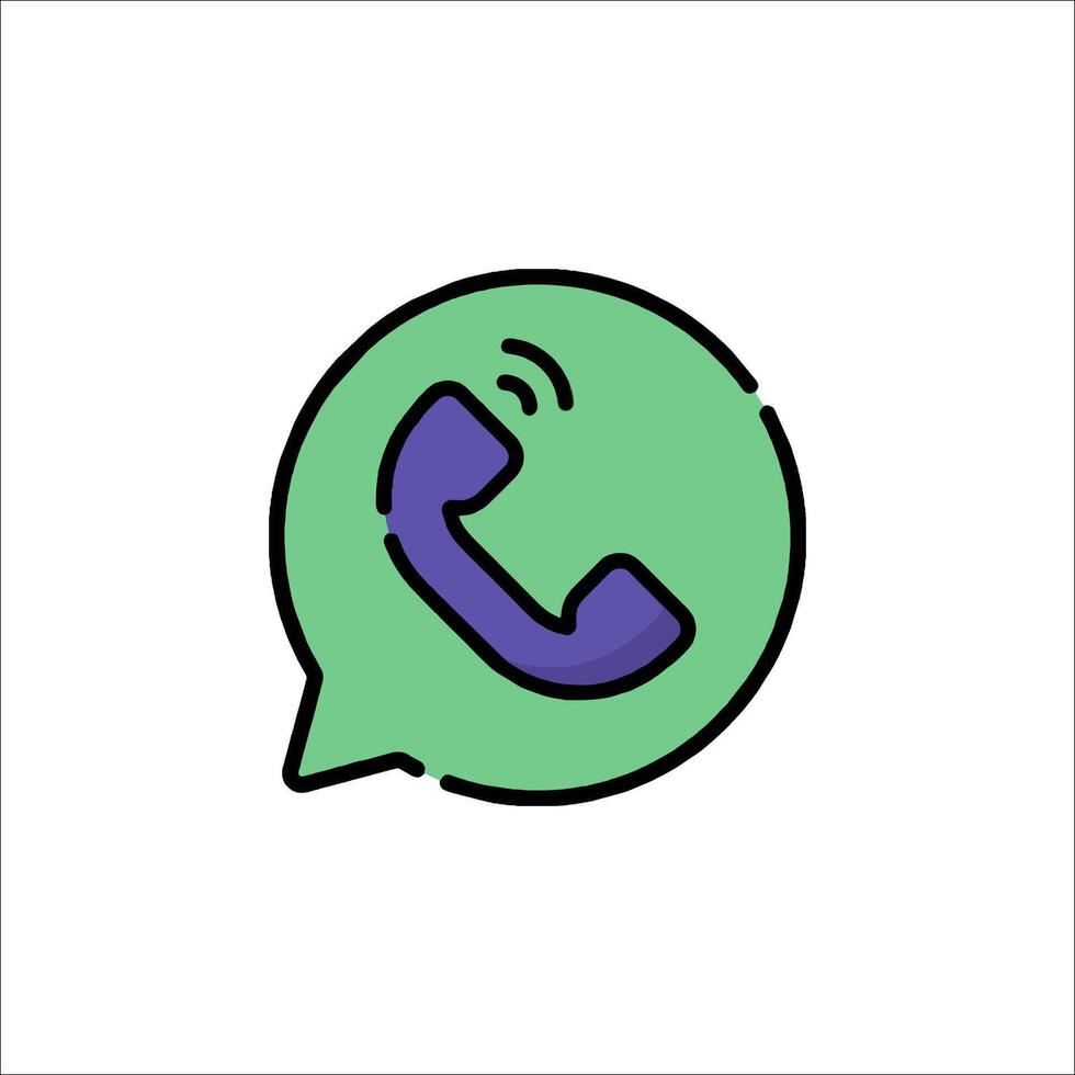 A green and purple phone icon on a white background vector