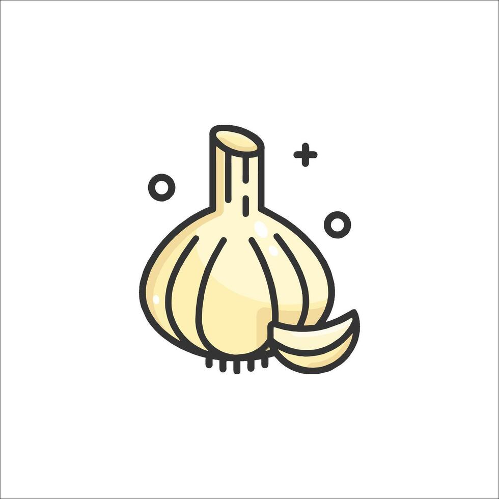 A garlic bulb with a slice of garlic on it vector