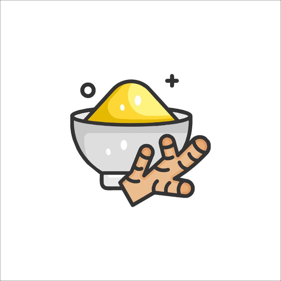 Ginger powder in a bowl icon vector