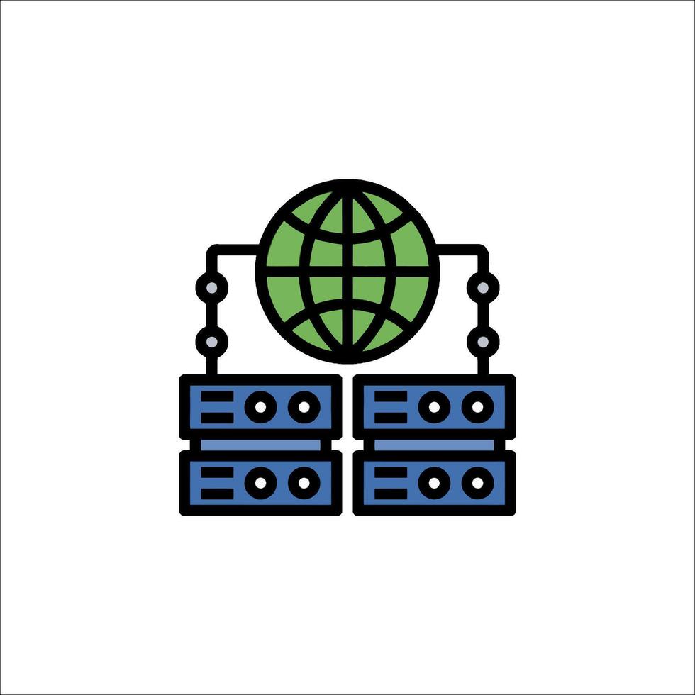 Server with a globe icon vector