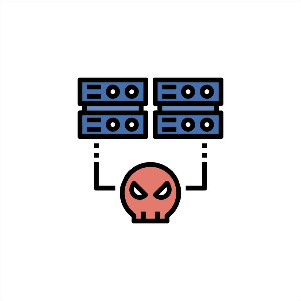 A red skull with a computer on top of it vector