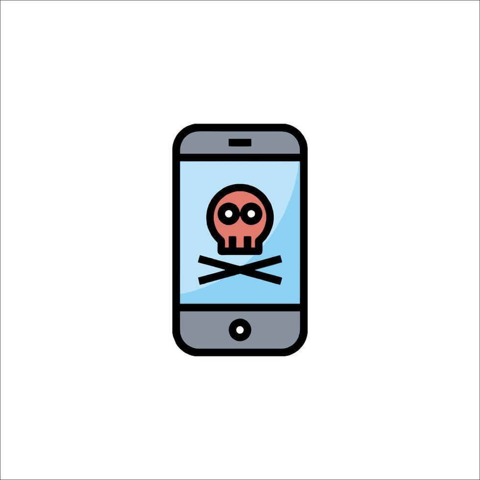 A smartphone with a skull and crossbones on it vector