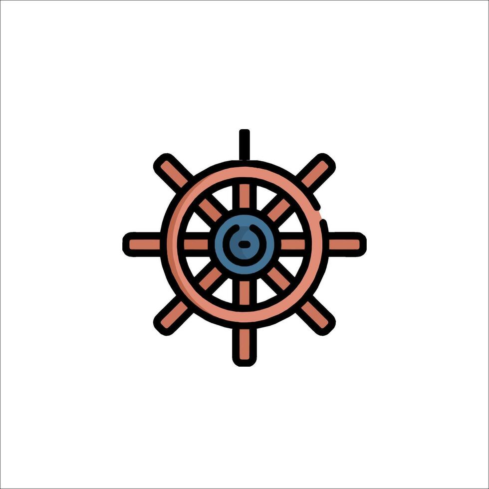 A ship wheel icon in a flat style vector