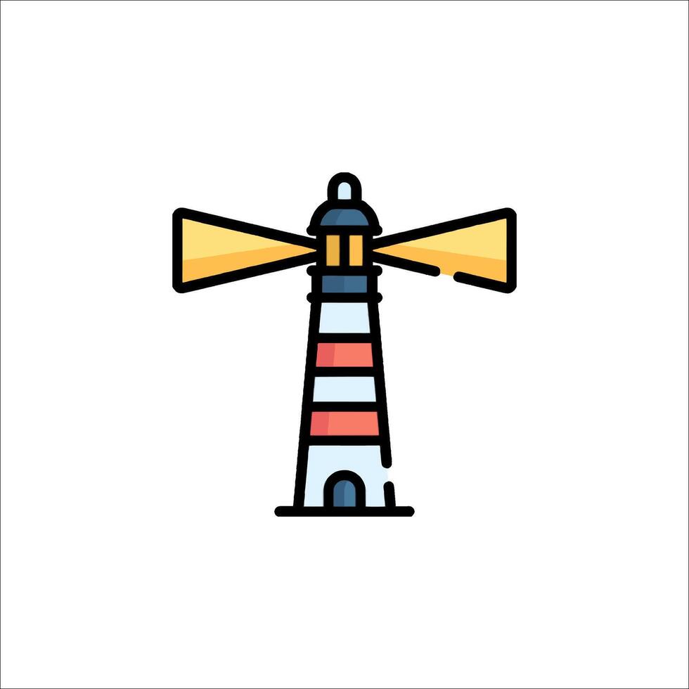 A lighthouse with a windmill icon vector