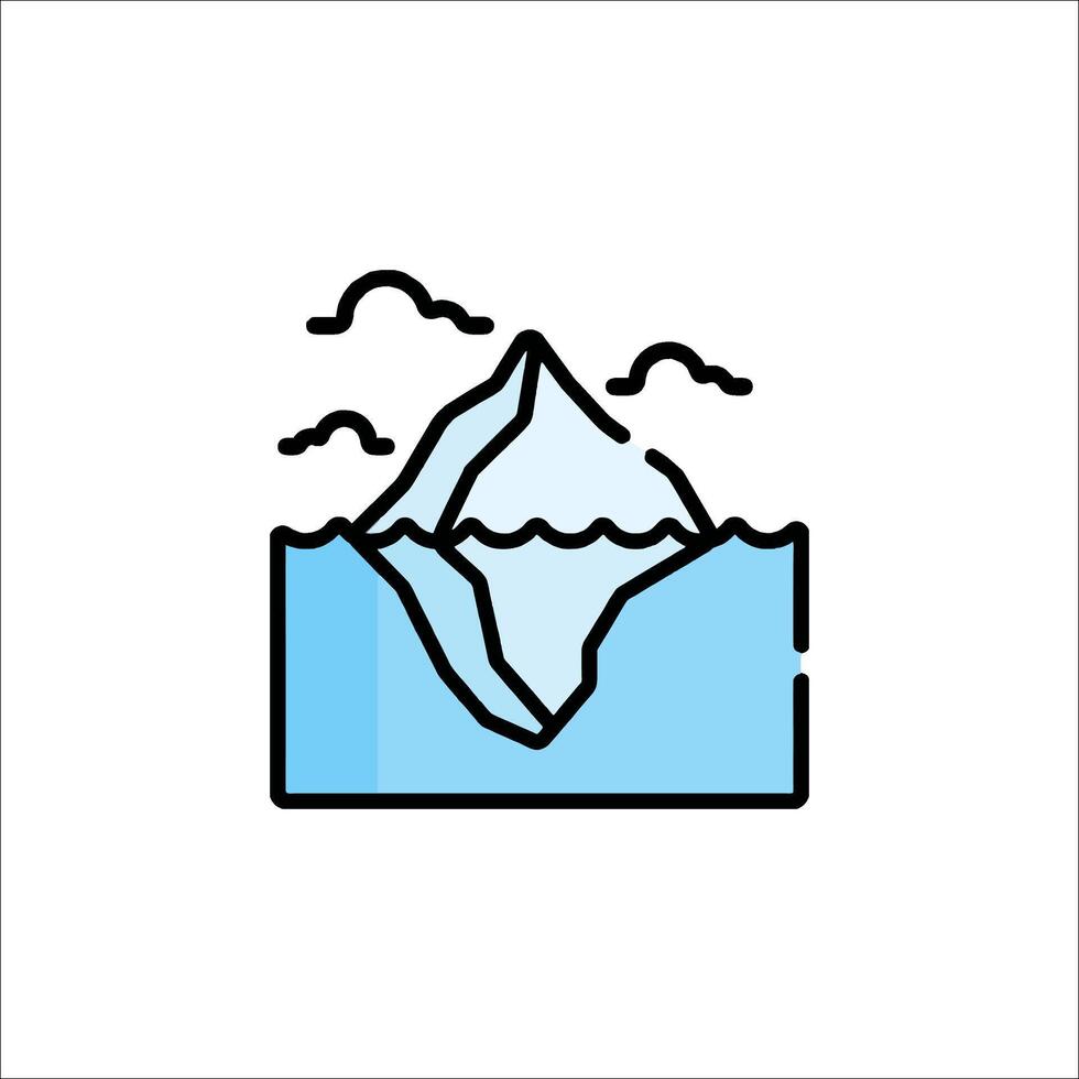 Iceberg icon, line style illustration vector
