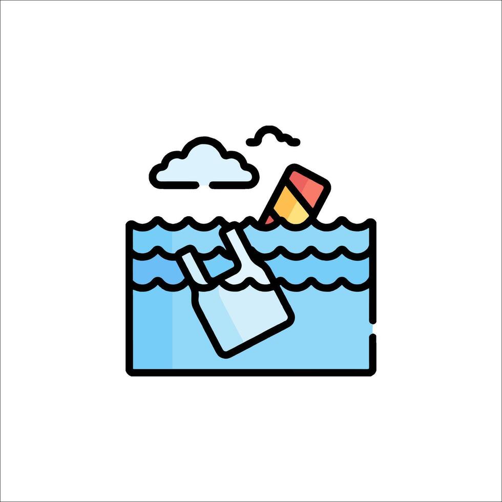 A blue and white icon of a bag with a beach bag vector
