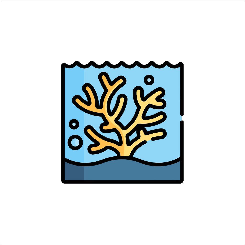 A coral reef icon in a glass container vector