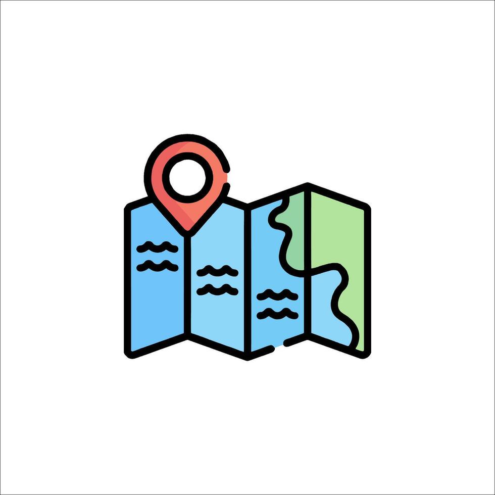 Map icon with a pin on it vector