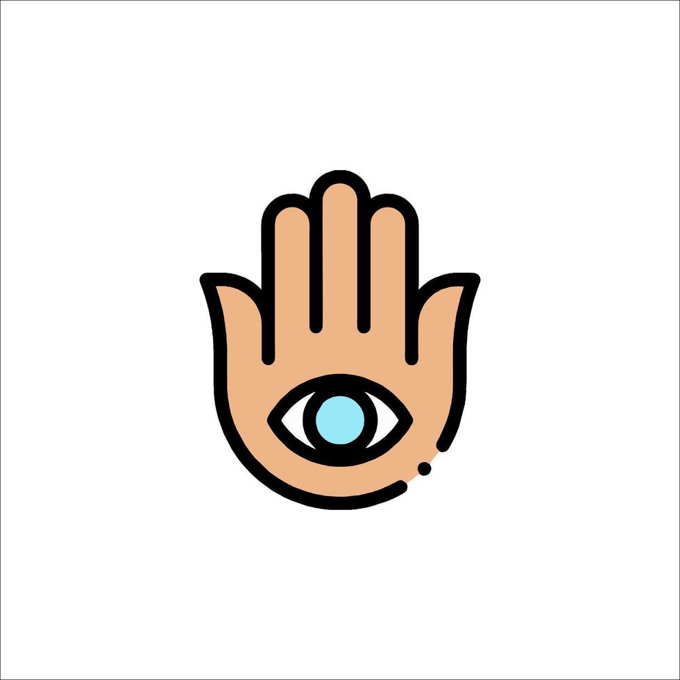 A hand with an eye on it, with a hamsa symbol vector