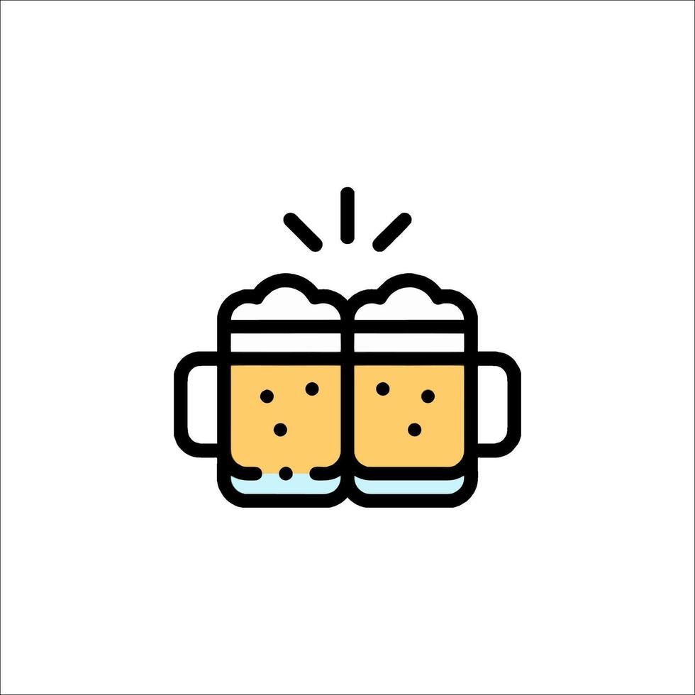 Two mugs of beer with a light shining on them vector