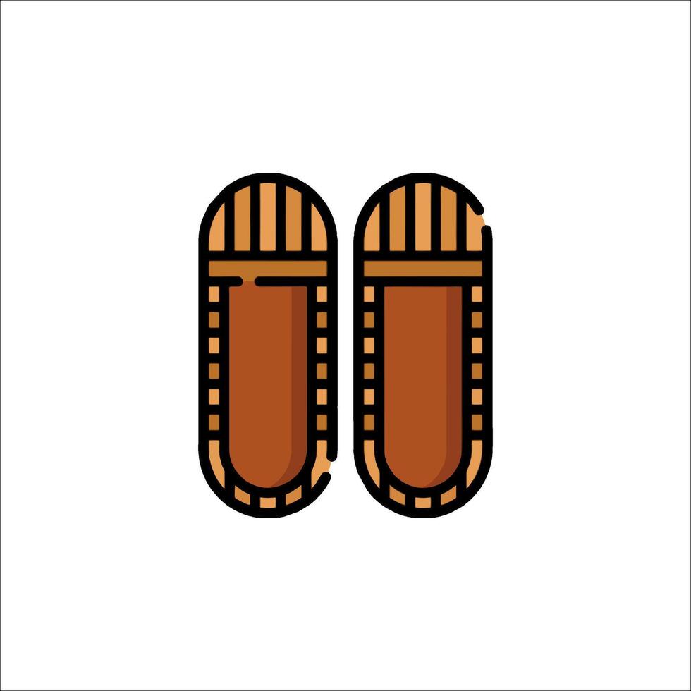 Two wooden slippers on a white background vector
