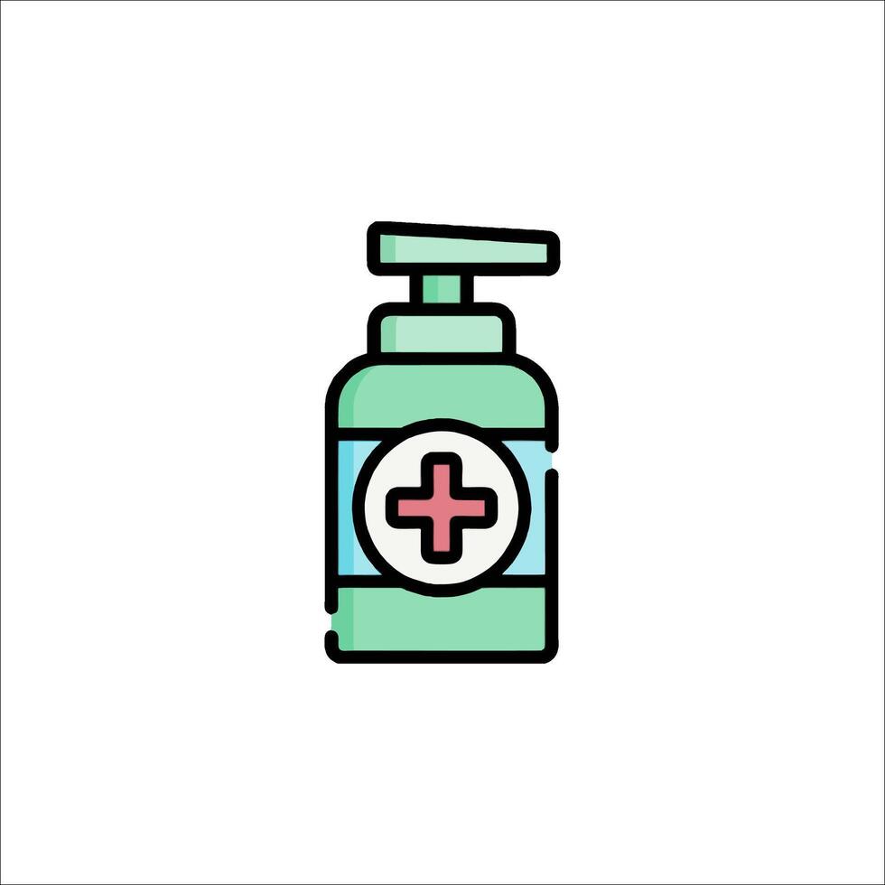 A bottle of hand sanitizer with a cross on it vector