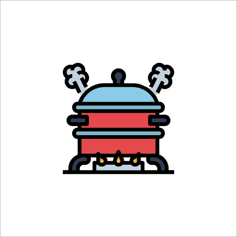A red and blue pot with two handles on it vector