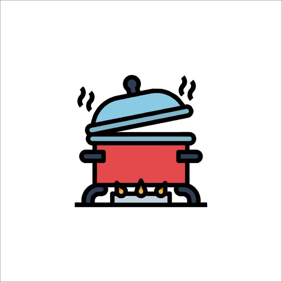 A red pot with a lid on top of it vector