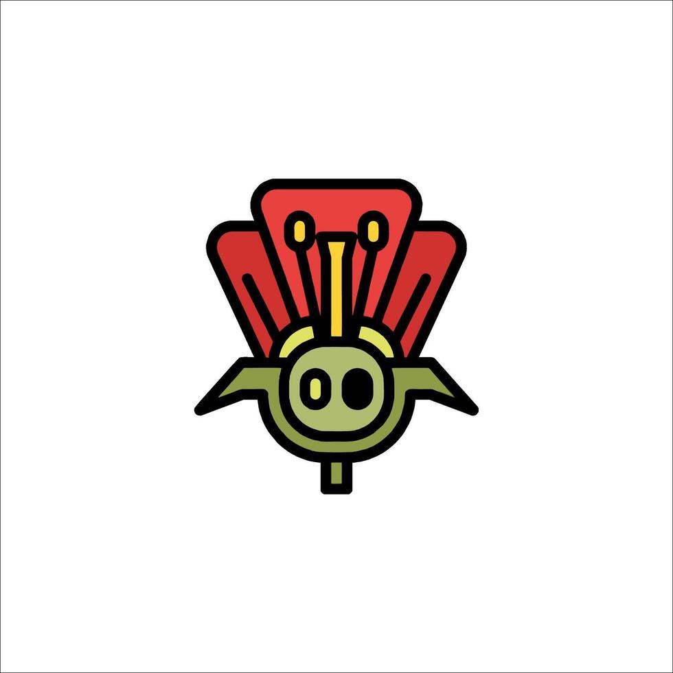 A red flower with a green head and yellow eyes vector