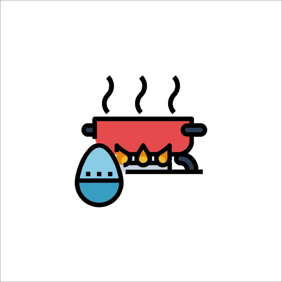 A cartoon of a pot of boiling water and an egg vector
