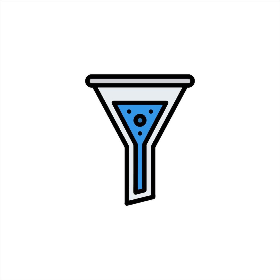 A funnel icon with a blue liquid inside vector
