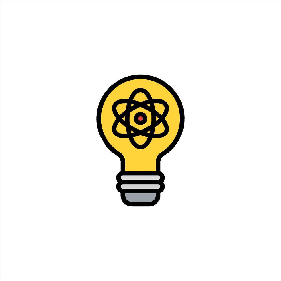 An image of a light bulb with an atom symbol vector