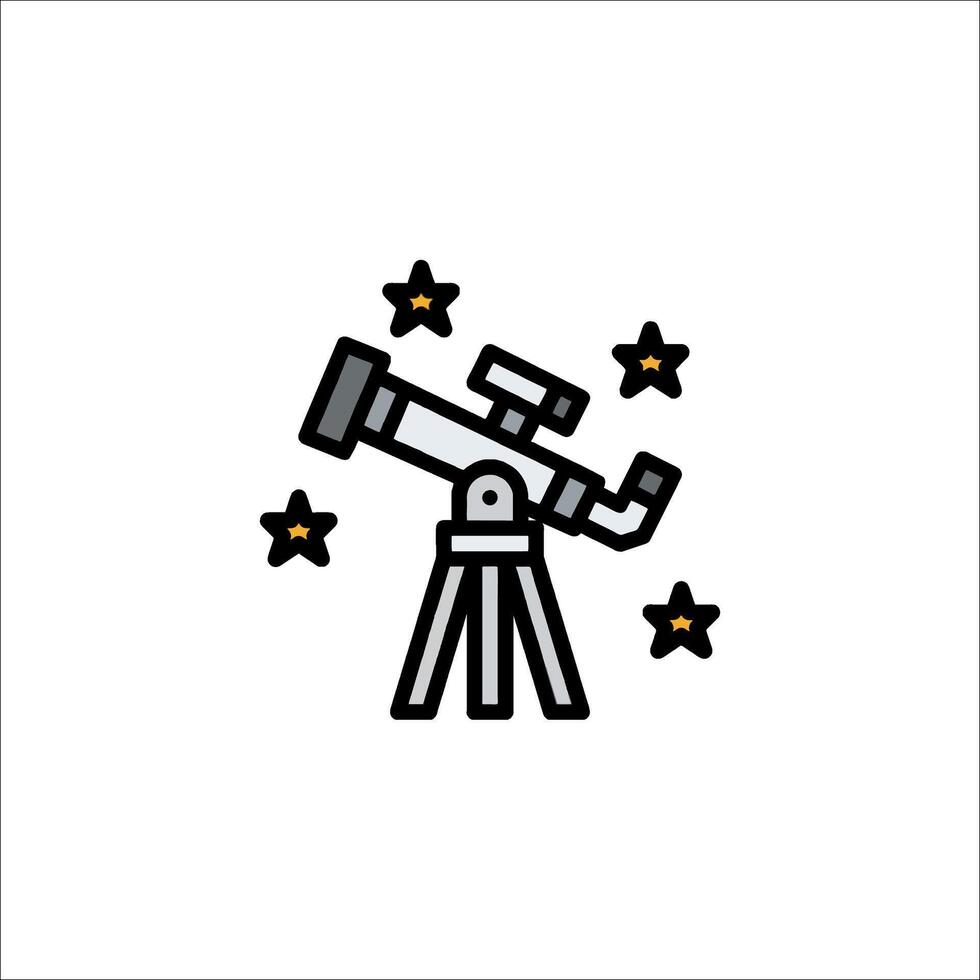 A telescope icon with stars and a star vector