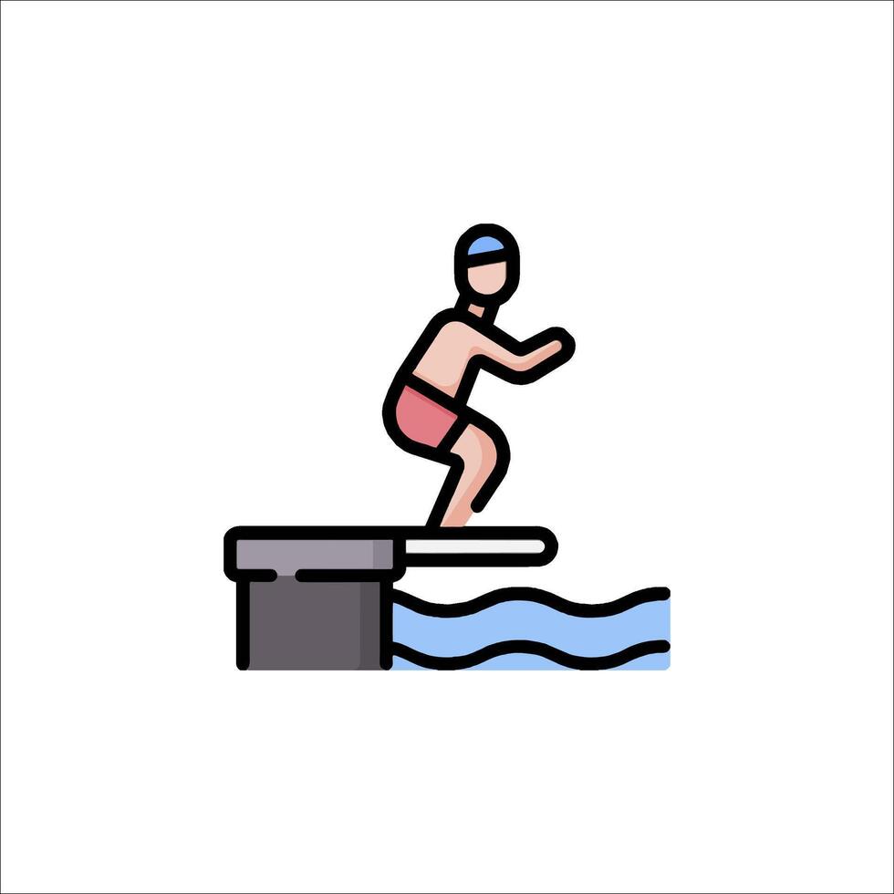 A man jumping off a diving board into the water vector